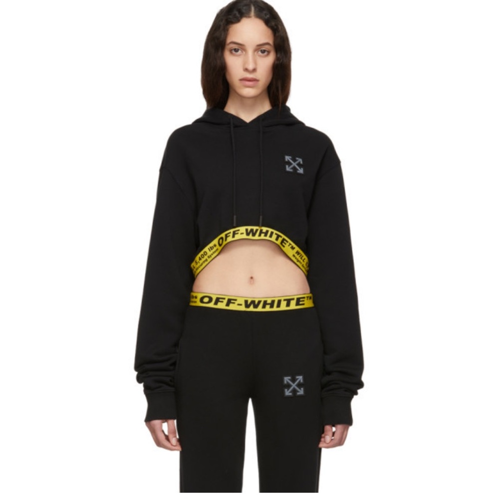 Off White Ssense Crop Hoodie Black Sports WorkOut Size XS